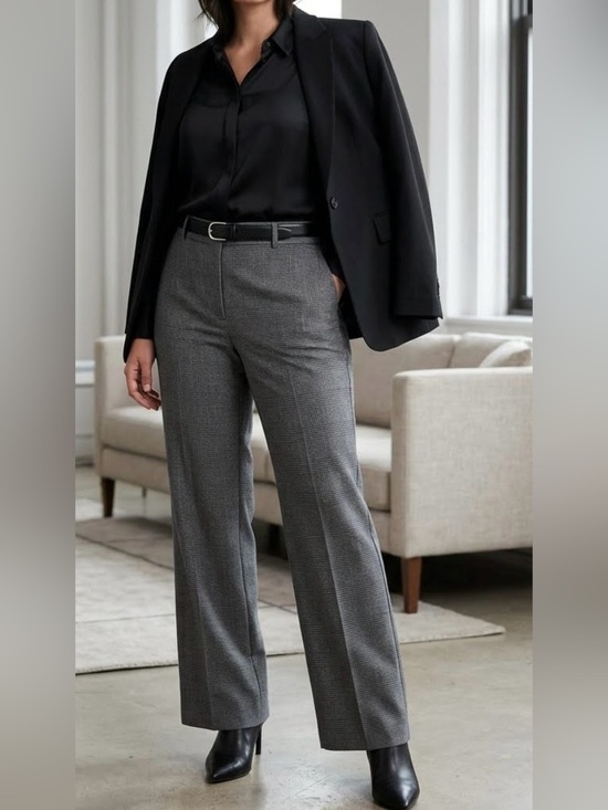 GAP Pants - Gap Perfect Trouser Stretch Gray Plaid Dress Pants Women’s Size 6L